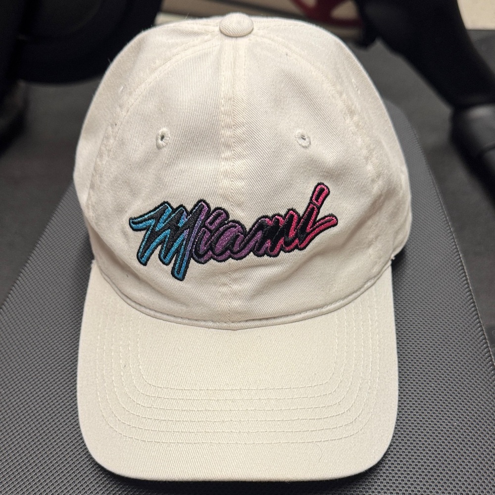 Miami Heat Embroidered Cap - White with Multicolor Design